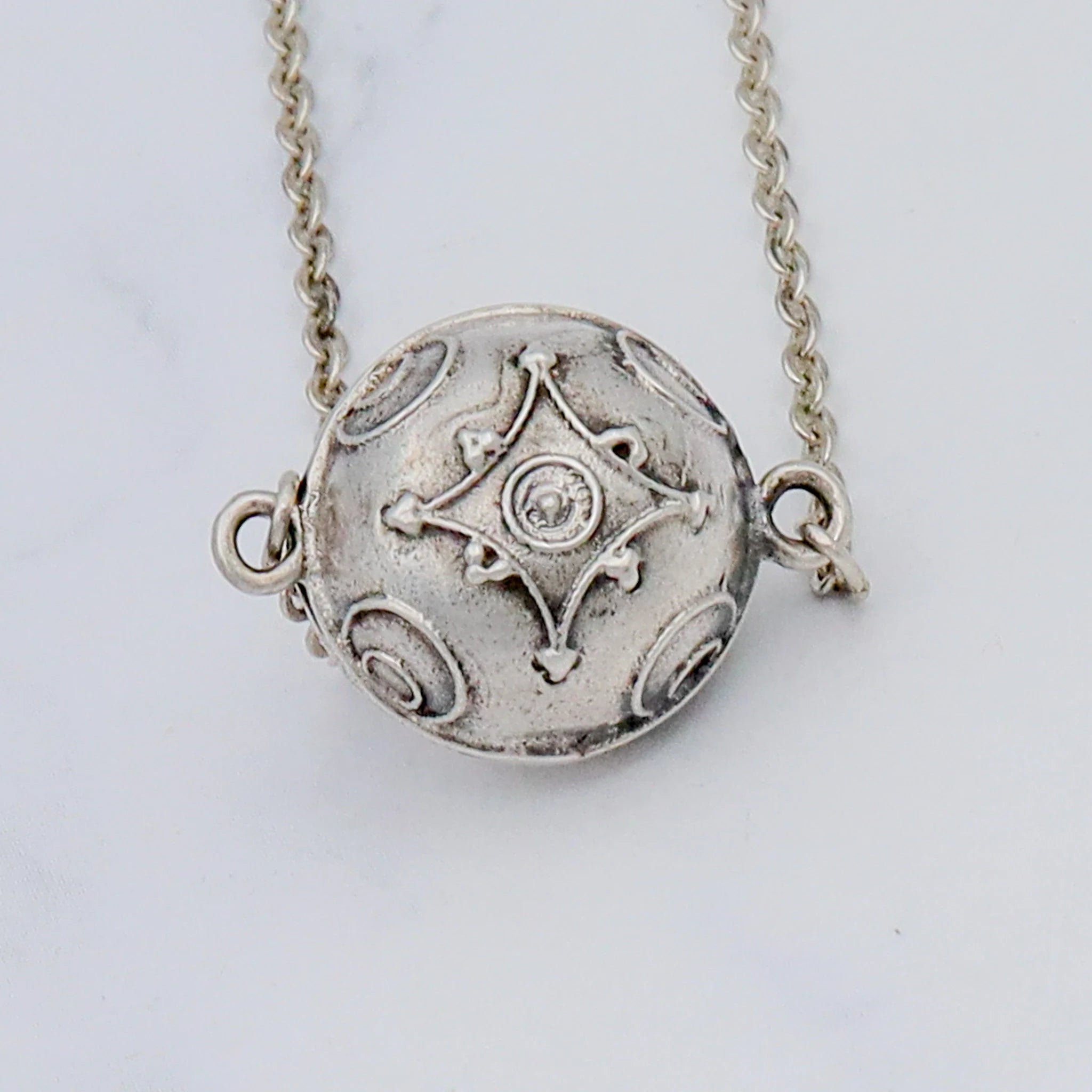 Vintage sterling etruscan style bead pendant necklace, 16"